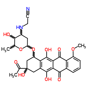 103450-88-0  3-acetyl-3,5,12-trihydroxy-10-methoxy-6,11-dioxo-1,2,3,4,6,11-hexahydrotetracen-1-yl 3-[(cyanomethyl)amino]-2,3,6-trideoxyhexopyranoside