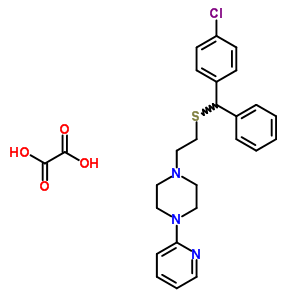 23905-06-8  1-(2-{[(4-chlorophenyl)(phenyl)methyl]sulfanyl}ethyl)-4-(pyridin-2-yl)piperazine ethanedioate (1:1)