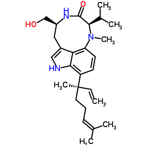 56645-57-9;70497-14-2  (2R,5S)-9-[(3R)-3,7-dimethylocta-1,6-dien-3-yl]-5-(hydroxymethyl)-1-methyl-2-(propan-2-yl)-1,2,4,5,6,8-hexahydro-3H-[1,4]diazonino[7,6,5-cd]indol-3-one