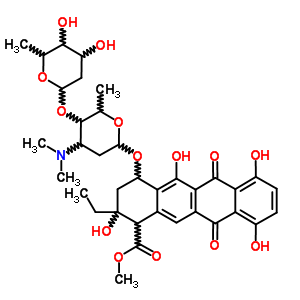 72598-49-3  methyl 2-ethyl-2,5,7,10-tetrahydroxy-6,11-dioxo-4-{[2,3,6-trideoxy-4-O-(2,6-dideoxyhexopyranosyl)-3-(dimethylamino)hexopyranosyl]oxy}-1,2,3,4,6,11-hexahydrotetracene-1-carboxylate