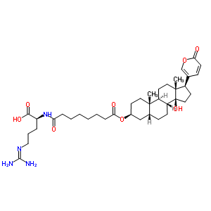 35455-33-5  (3beta,5beta)-3-{[8-({(1S)-1-carboxy-4-[(diaminomethylidene)amino]butyl}amino)-8-oxooctanoyl]oxy}-14-hydroxybufa-20,22-dienolide