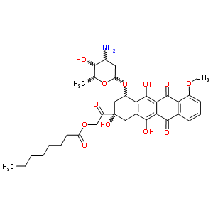 42077-25-8;51898-39-6  2-{4-[(3-amino-2,3,6-trideoxyhexopyranosyl)oxy]-2,5,12-trihydroxy-7-methoxy-6,11-dioxo-1,2,3,4,6,11-hexahydrotetracen-2-yl}-2-oxoethyl octanoate