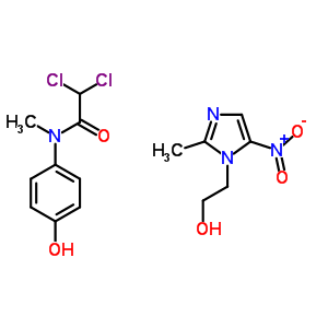 68437-32-1  2,2-dichloro-N-(4-hydroksyfenylo)-N-metyloacetamid-2-(2-metylo-5-nitro-1H-imidazol-1-ylo)etanol (1:1)