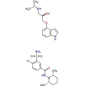 71789-16-7  4-chloro-N-[(2R,6S)-2,6-dimethylpiperidin-1-yl]-3-sulfamoylbenzamide - 1-(1H-indol-4-yloxy)-3-(propan-2-ylamino)propan-2-ol (1:1)