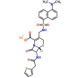 79645-00-4  sodium (6R,7R)-3-[({[5-(dimethylamino)naphthalen-1-yl]sulfonyl}amino)methyl]-8-oxo-7-[(thiophen-2-ylacetyl)amino]-5-thia-1-azabicyclo[4.2.0]oct-2-ene-2-carboxylate