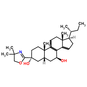 80724-93-2  (3R,5R,7S,10S,13R,17R)-17-[(2R)-butan-2-yl]-3-(4,4-dimethyl-4,5-dihydro-1,3-oxazol-2-yl)-10,13-dimethylhexadecahydro-1H-cyclopenta[a]phenanthrene-3,7-diol (non-preferred name)