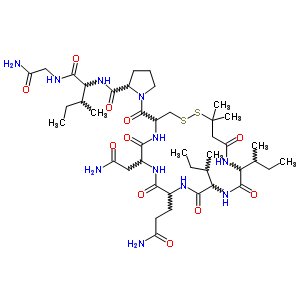 92444-08-1  1-{[7-(2-amino-2-oxoethyl)-10-(3-amino-3-oxopropyl)-13,16-di(butan-2-yl)-20,20-dimethyl-6,9,12,15,18-pentaoxo-1,2-dithia-5,8,11,14,17-pentaazacycloicosan-4-yl]carbonyl}prolylisoleucylglycinamide