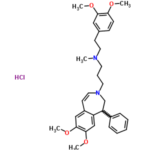107550-66-3  3-(7,8-dimethoxy-1-phenyl-1,2-dihydro-3H-3-benzazepin-3-yl)-N-[2-(3,4-dimethoxyphenyl)ethyl]-N-methylpropan-1-amine hydrochloride (1:1)