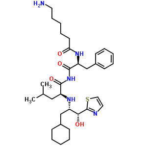 122280-12-0  Nalpha-(6-aminohexanoyl)-N-[(2S)-2-{[(1R,2S)-3-cyclohexyl-1-hydroxy-1-(1,3-thiazol-2-yl)propan-2-yl]amino}-4-methylpentanoyl]-L-phenylalaninamide
