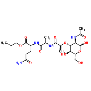 79795-28-1  propyl (2R)-2-({(2S)-2-[(2-{[(2S,3R,4R,5S,6R)-3-(acetylamino)-2,5-dihydroxy-6-(hydroxymethyl)tetrahydro-2H-pyran-4-yl]oxy}propanoyl)amino]propanoyl}amino)-5-amino-5-oxopentanoate (non-preferred name)