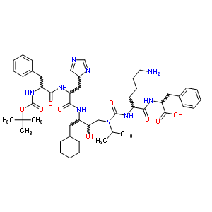 105116-61-8  N~2~-[(3-{[N-(tert-butoxycarbonyl)phenylalanyl-3-(4H-imidazol-4-yl)alanyl]amino}-4-cyclohexyl-2-hydroxybutyl)(propan-2-yl)carbamoyl]lysylphenylalanine