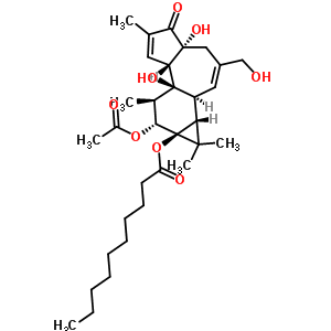 16561-28-7;20839-15-0  (1aR,1bS,4aR,7aS,7bS,8R,9R,9aS)-9-(acetyloxy)-4a,7b-dihydroxy-3-(hydroxymethyl)-1,1,6,8-tetramethyl-5-oxo-1,1a,1b,4,4a,5,7a,7b,8,9-decahydro-9aH-cyclopropa[3,4]benzo[1,2-e]azulen-9a-yl decanoate