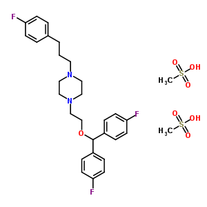 77862-94-3  1-{2-[bis(4-fluorophenyl)methoxy]ethyl}-4-[3-(4-fluorophenyl)propyl]piperazine methanesulfonate (1:2)