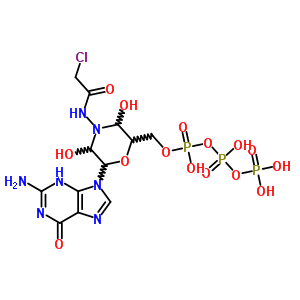 98104-37-1  triphosphoric acid, mono[[6-(2-amino-3,6-dihydro-6-oxo-9H-purin-9-yl)-4-[(2-chloroacetyl)amino]-3,5-dihydroxy-2-morpholinyl]methyl] ester