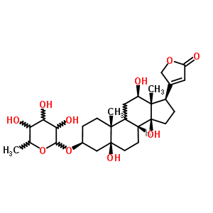 3981-16-6;53682-13-6;59170-21-7  (3beta,5beta,9xi,12beta)-3-[(6-deoxyhexopyranosyl)oxy]-5,12,14-trihydroxycard-20(22)-enolide