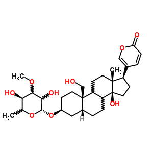 468-13-3  (3beta,5beta,8xi,9xi)-3-[(6-deoxy-3-O-methyl-beta-D-glycero-hexopyranosyl)oxy]-14,19-dihydroxybufa-20,22-dienolide