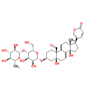 12626-45-8;28518-57-2  (3beta,5beta,8xi,9xi)-3-{[4-O-(6-deoxy-beta-D-glucopyranosyl)-beta-L-gulopyranosyl]oxy}-5,14-dihydroxy-19-oxobufa-20,22-dienolide