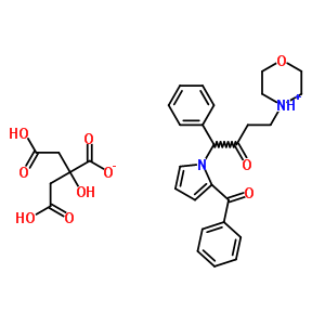 13501-07-0  4-[4-(2-benzoyl-1H-pyrrol-1-yl)-3-oxo-4-phenylbutyl]morpholin-4-ium 3-carboxy-2-(carboxymethyl)-2-hydroxypropanoate