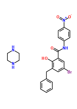 115815-30-0  3-benzyl-5-bromo-2-hydroxy-N-(4-nitrophenyl)benzamide - piperazine (1:1)
