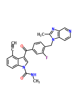 200418-08-2  4-ethynyl-3-{3-fluoro-4-[(2-methyl-1H-imidazo[4,5-c]pyridin-1-yl)methyl]benzoyl}-N-methyl-1H-indole-1-carboxamide