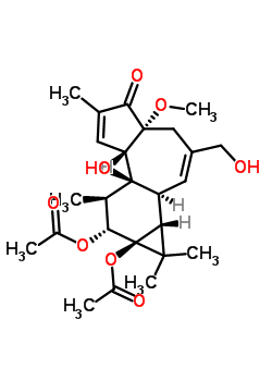 22376-31-4  (1aR,1bS,4aR,7aS,7bS,8R,9R,9aS)-7b-hydroxy-3-(hydroxymethyl)-4a-methoxy-1,1,6,8-tetramethyl-5-oxo-1,1a,1b,4,4a,5,7a,7b,8,9-decahydro-9aH-cyclopropa[3,4]benzo[1,2-e]azulene-9,9a-diyl diacetate