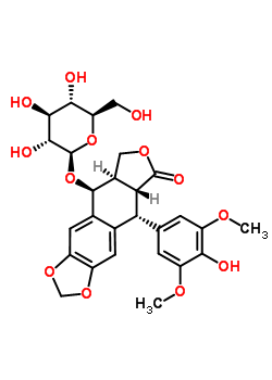 23363-35-1  (5S,5aR,8aR,9R)-9-(4-hydroxy-3,5-dimethoxyfenyl)-8-oxo-5,5a,6,8,8a,9-hexahydrofuro[3',4':6,7]nafto[2,3-d][1,3]dioxol-5-yl beta-D-glukopyranosid