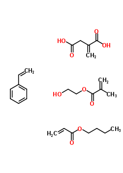 25119-70-4  butyl prop-2-enoate; 2-hydroxyethyl 2-methylprop-2-enoate; 2-methylenebutanedioic acid; styrene