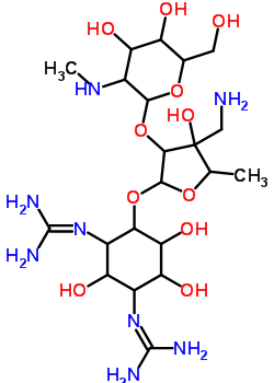 31104-95-7  2,2'-[4-({3-C-(aminomethyl)-5-deoxy-2-O-[2-deoxy-2-(methylamino)hexopyranosyl]pentofuranosyl}oxy)-2,5,6-trihydroxycyclohexane-1,3-diyl]diguanidine