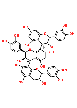 37064-30-5  (2R,2'R,2''R,3R,3'R,3''R,4R,4'S)-2,2',2''-tris(3,4-dihydroxyphenyl)-3,3',3'',4,4',4''-hexahydro-2H,2'H,2''H-4,8':4',8''-terchromene-3,3',3'',5,5',5'',7,7',7''-nonol