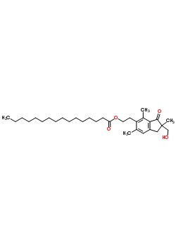 39815-58-2  2-[2-(hydroxymethyl)-2,4,6-trimethyl-3-oxo-2,3-dihydro-1H-inden-5-yl]ethyl hexadecanoate