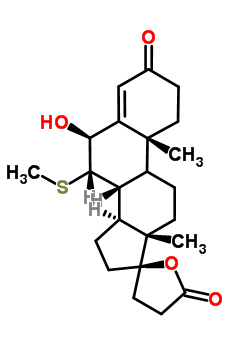 42219-60-3  (6S,7S,8R,10R,13S,14S,17R)-6-hydroxy-10,13-dimethyl-7-(methylsulfanyl)-1,6,7,8,9,10,11,12,13,14,15,16-dodecahydro-3'H-spiro[cyclopenta[a]phenanthrene-17,2'-furan]-3,5'(2H,4'H)-dione