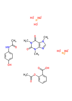 53908-22-8  aluminum; magnesium; 2-acetoxybenzoic acid; N-(4-hydroxyphenyl)acetamide; 1,3,7-trimethylpurine-2,6-dione; pentahydroxide
