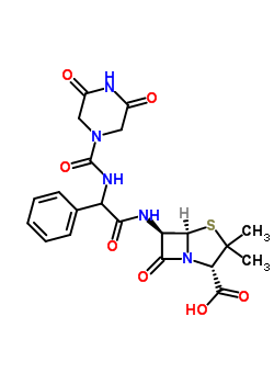 59703-78-5  (2S,5R,6R)-6-{[{[(3,5-dioxopiperazin-1-yl)carbonyl]amino}(phenyl)acetyl]amino}-3,3-dimethyl-7-oxo-4-thia-1-azabicyclo[3.2.0]heptane-2-carboxylic acid