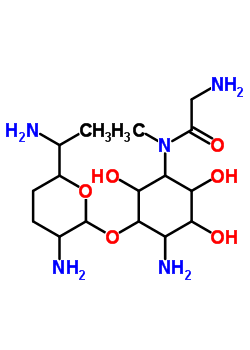 74842-47-0  2-amino-5-[glycyl(methyl)amino]-3,4,6-trihydroxycyclohexyl 2,6-diamino-2,3,4,6,7-pentadeoxyheptopyranoside