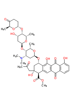 78173-90-7  methyl (1R,2S,4S)-2,5,7-trihydroxy-6,11-dioxo-2-(2-oxopropyl)-4-{[2,3,6-trideoxy-4-O-{2,6-dideoxy-4-O-[(2R,6S)-6-methyl-5-oxotetrahydro-2H-pyran-2-yl]-alpha-L-lyxo-hexopyranosyl}-3-(dimethylamino)-alpha-L-lyxo-hexopyranosyl]oxy}-1,2,3,4,6,11-hexahydrotetr