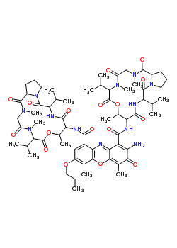 78542-25-3  2-amino-4,6-dimethyl-3-oxo-7-propoxy-N,N'-bis[2,5,9-trimethyl-1,4,7,11,14-pentaoxo-6,13-di(propan-2-yl)hexadecahydro-1H-pyrrolo[2,1-i][1,4,7,10,13]oxatetraazacyclohexadecin-10-yl]-3H-phenoxazine-1,9-dicarboxamide