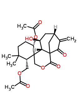 84304-92-7  [(2R,4a'S,5'S,6S,7'R)-6-(acetyloxy)-5'-hydroxy-3,3-dimethyl-8'-methylidene-1',9'-dioxohexahydrospiro[cyclohexane-1,4'-[2]oxa[7,9a]methanocyclohepta[c]pyran]-2-yl]methyl acetate