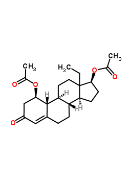 85761-68-8  (1R,8R,9S,10R,14S,17S)-13-ethyl-3-oxo-2,3,6,7,8,9,10,11,12,13,14,15,16,17-tetradecahydro-1H-cyclopenta[a]phenanthrene-1,17-diyl diacetate (non-preferred name)