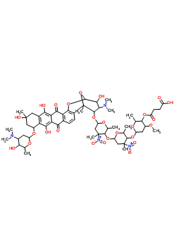 86016-61-7  4-(dimethylamino)-3,10,13,15-tetrahydroxy-6,13-dimethyl-9,16-dioxo-11-{[2,3,6-trideoxy-3-(dimethylamino)hexopyranosyl]oxy}-3,4,5,6,9,11,12,13,14,16-decahydro-2H-2,6-epoxytetraceno[1,2-b]oxocin-5-yl 4-O-(3-carboxypropanoyl)-2,6-dideoxy-3-O-methylhexopyrano