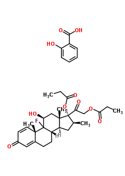 92502-72-2  2-hydroxybenzoic acid - (9xi,11beta,16beta)-9-fluoro-11-hydroxy-16-methyl-3,20-dioxopregna-1,4-diene-17,21-diyl dipropanoate (1:1)
