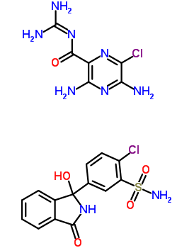93281-22-2  3,5-diamino-6-chloro-N-(diaminomethylidene)pyrazine-2-carboxamide - 2-chloro-5-(1-hydroxy-3-oxo-2,3-dihydro-1H-isoindol-1-yl)benzenesulfonamide (1:1)