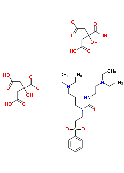 125651-31-2  3-[2-(diethylamino)ethyl]-1-[3-(diethylamino)propyl]-1-[2-(phenylsulfonyl)ethyl]urea 2-hydroxypropane-1,2,3-tricarboxylate (1:2)