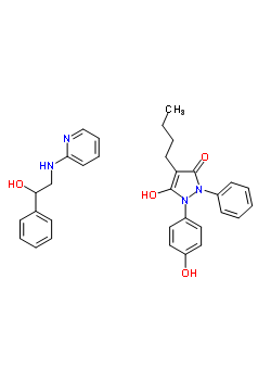 3614-68-4  4-butyl-5-hydroxy-1-(4-hydroxyphenyl)-2-phenyl-1,2-dihydro-3H-pyrazol-3-one - 1-phenyl-2-(pyridin-2-ylamino)ethanol (1:1)