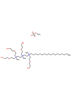 38719-97-0  2-[bis[2-(2-hydroxyethoxy)ethyl]-methyl-ammonio]ethyl-[2-(2-hydroxyethoxy)ethyl]-[2-[2-(2-hydroxyethoxy)ethyl-methyl-octadecyl-ammonio]ethyl]-methyl-ammonium; methyl sulfate