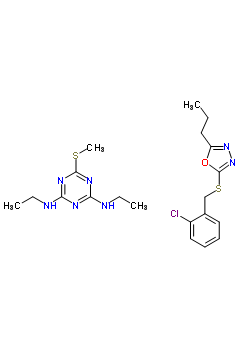 39442-41-6  N,N'-diethyl-6-(methylsulfanyl)-1,3,5-triazine-2,4-diamine - 2-[(2-chlorobenzyl)sulfanyl]-5-propyl-1,3,4-oxadiazole (1:1)