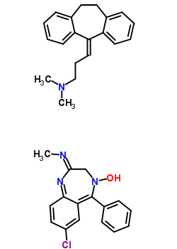 51248-68-1  (2Z)-7-chloro-2-(methylimino)-5-phenyl-2,3-dihydro-4H-1,4-benzodiazepin-4-ol - 3-(10,11-dihydro-5H-dibenzo[a,d][7]annulen-5-ylidene)-N,N-dimethylpropan-1-amine (1:1)