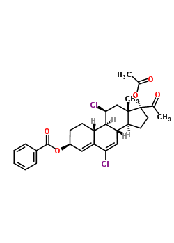 52468-90-3  (3beta,11beta,17alpha)-17-acetyl-17-(acetyloxy)-6,11-dichloroestra-4,6-dien-3-yl benzoate