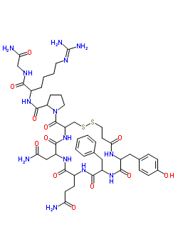 52697-47-9  1-{[7-(2-amino-2-oxoethyl)-10-(3-amino-3-oxopropyl)-13-benzyl-16-(4-hydroxybenzyl)-6,9,12,15,18-pentaoxo-1,2-dithia-5,8,11,14,17-pentaazacycloicosan-4-yl]carbonyl}prolyl-N~6~-(diaminomethylidene)lysylglycinamide