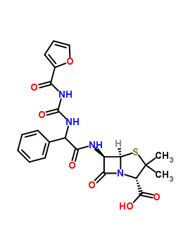 54661-82-4  (2S,5R,6R)-6-{[{[(furan-2-ylcarbonyl)carbamoyl]amino}(phenyl)acetyl]amino}-3,3-dimethyl-7-oxo-4-thia-1-azabicyclo[3.2.0]heptane-2-carboxylic acid