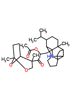 55855-00-0  1-(1,4-dimethyl-2,8-dioxabicyclo[3.2.1]oct-4-yl)-3-[6a-methyl-9-(propan-2-yl)dodecahydro-10aH-10,3a,6-(epiminomethanetriyl)benzo[e]azulen-10a-yl]-1-oxopropan-2-yl acetate